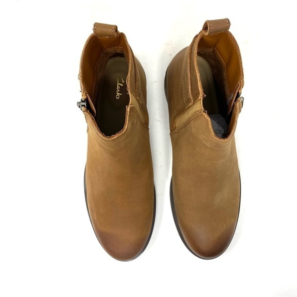 Clarks Memi Lo Dark Tan Leather Ankle Boots - Picture 4 of 8